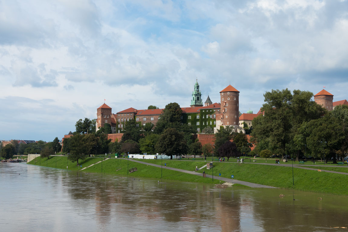 Slottet Wawel från Grunwald-bron